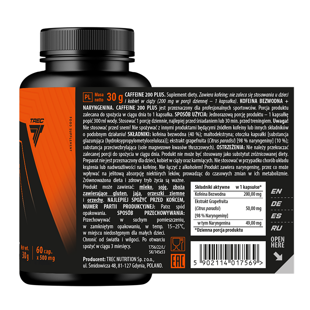 Trec Endurance Caffeine 200 Plus 60 cápsulas