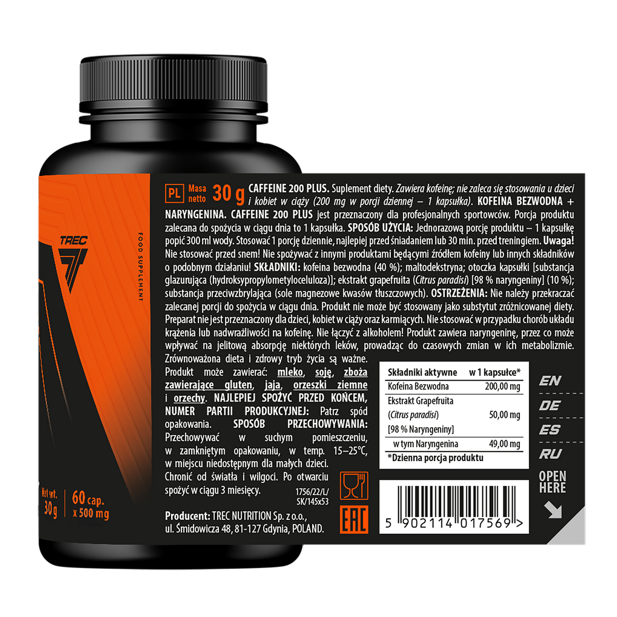 Trec Endurance Caffeine 200 Plus 60 cápsulas
