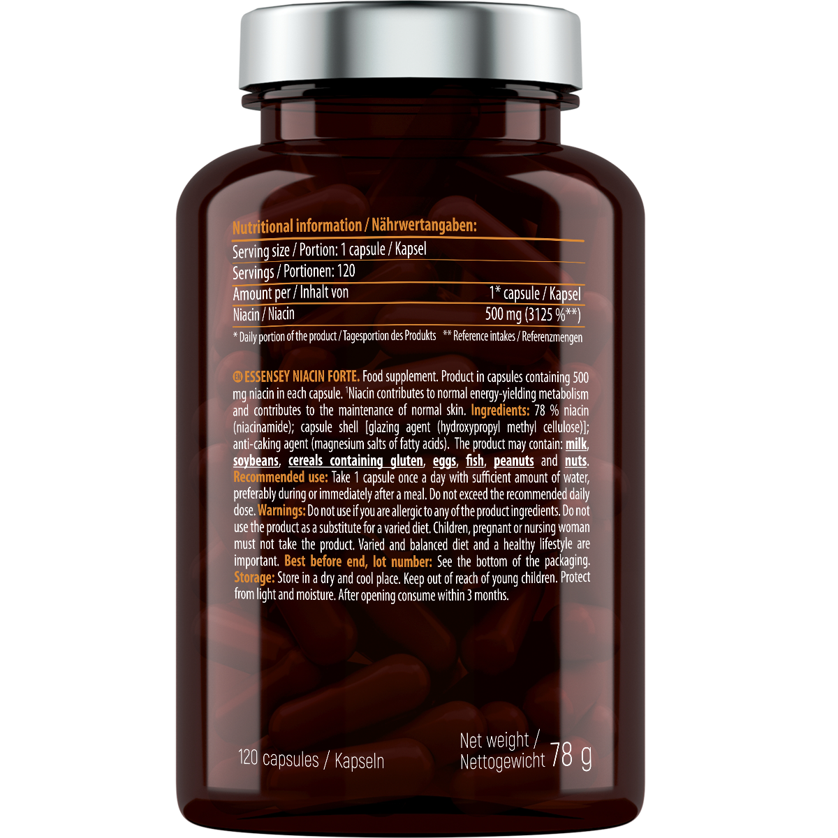 Essensey Niacin Forte 120 cápsulas
