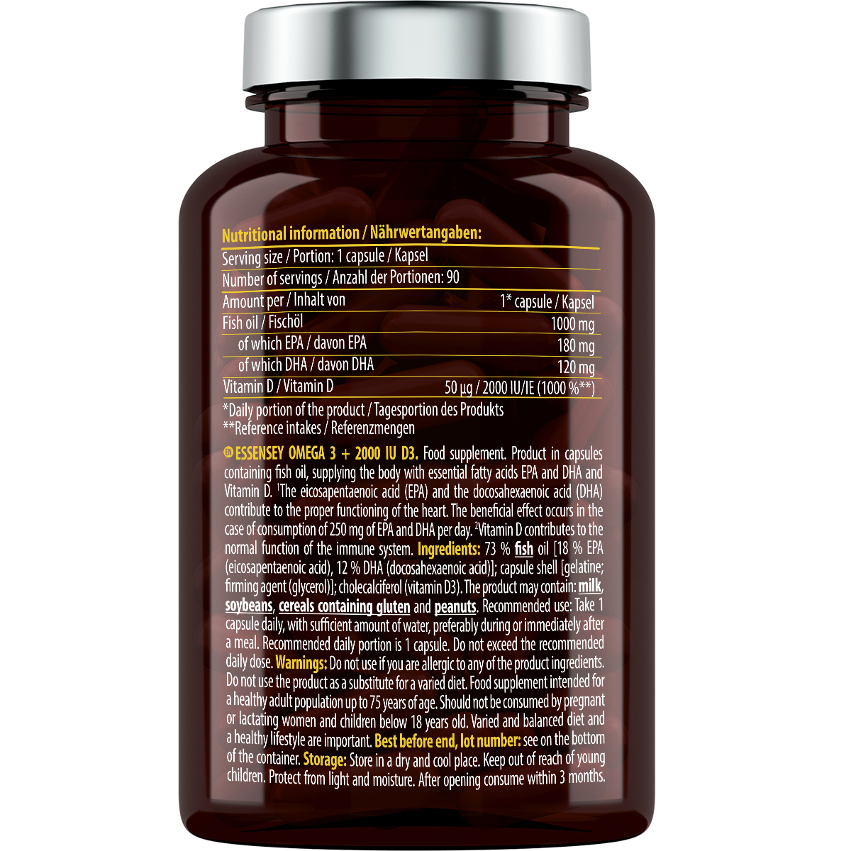 Essensey Omega 3 + 2000 IU D3 90 cápsulas