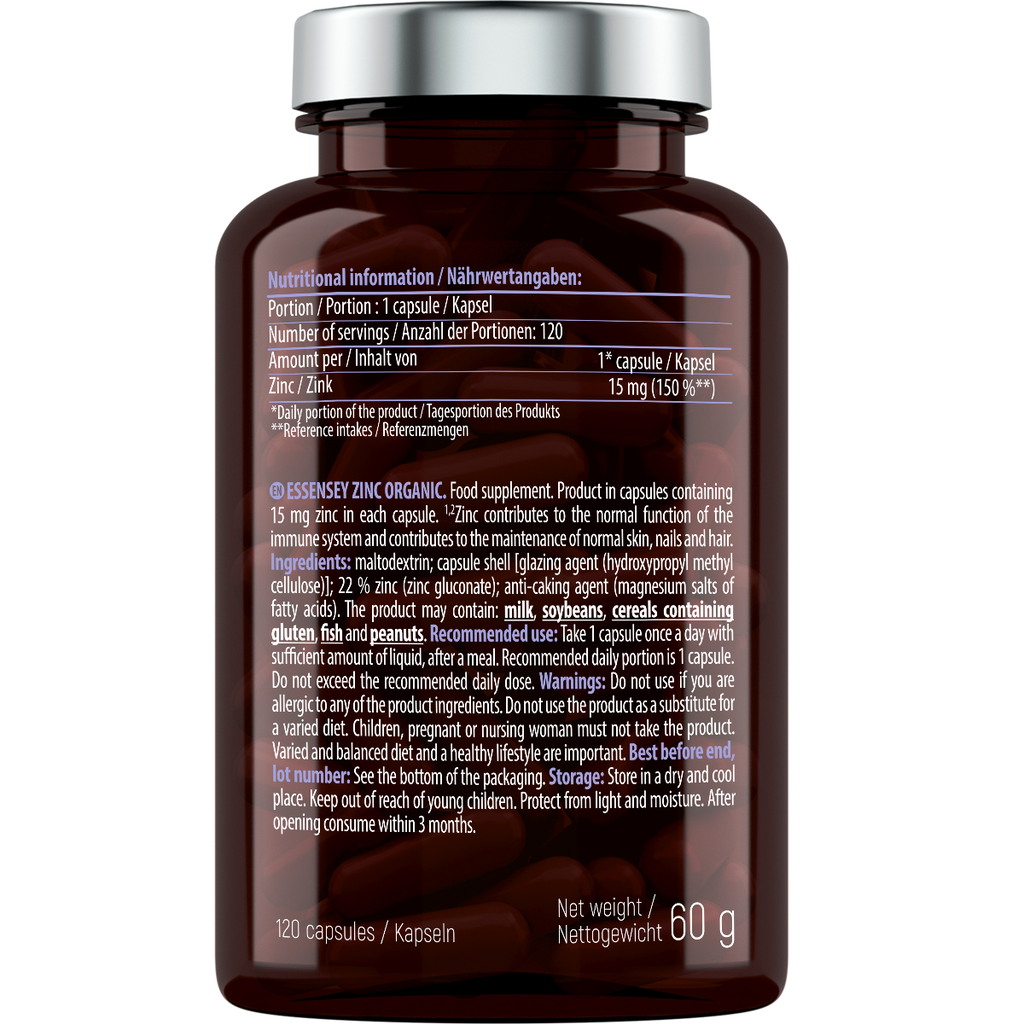 Essensey Zinc Organic 120 cápsulas