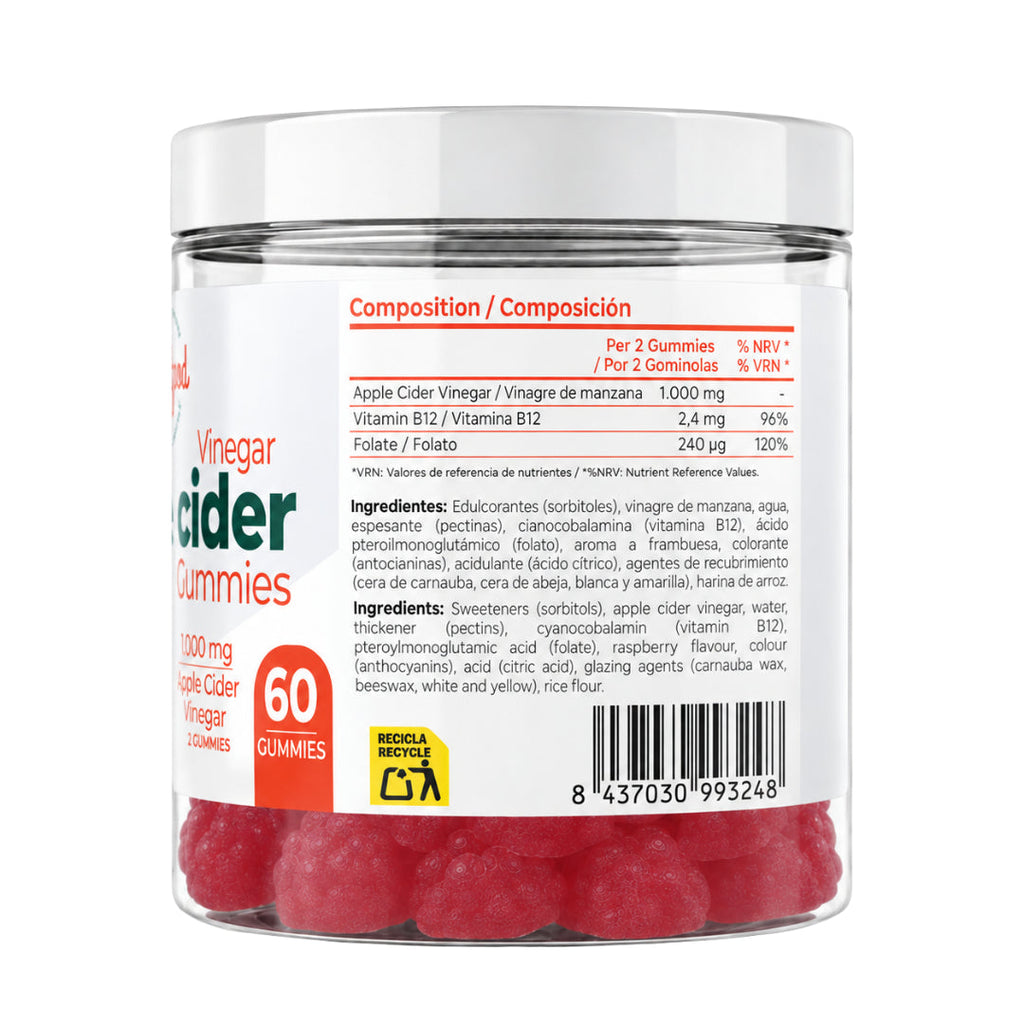 Torafood Gominolas de Vinagre de Manzana 60 gummies Frambuesa