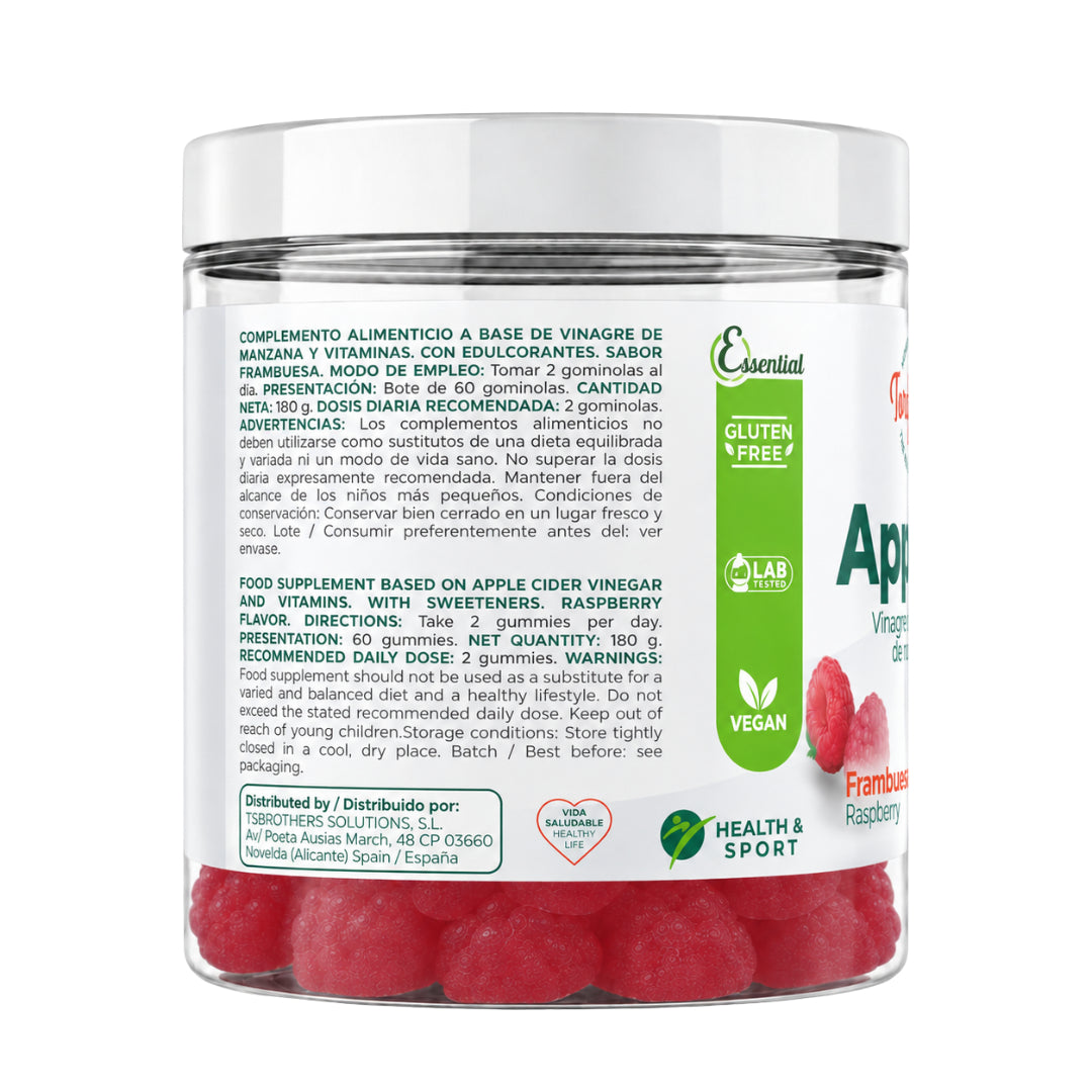 Torafood Gominolas de Vinagre de Manzana 60 gummies Frambuesa