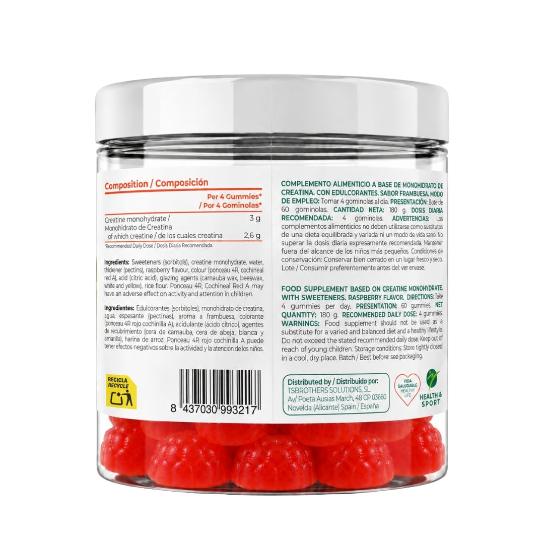 Torafood Gominolas de Creatina 60 gummies Frambuesa