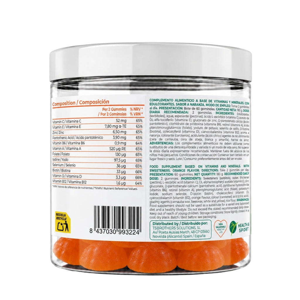 Torafood Gominolas Multivitamínicas 60 gummies Naranja