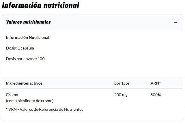 Amix Picolinato de Cromo 200 mcg 100 cápsulas