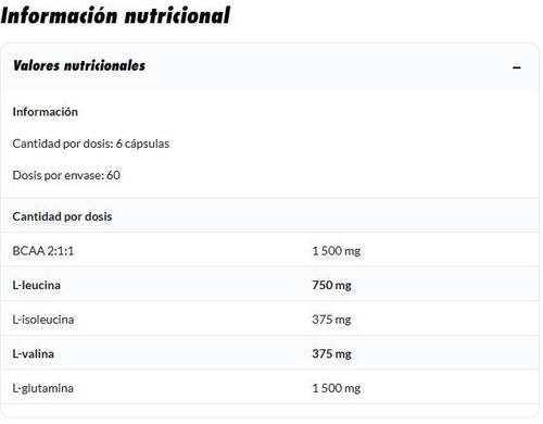 Amix Glutamina BCAA 360 cápsulas