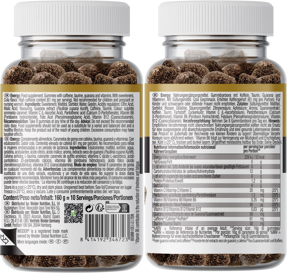 Weider Energy Caffeine Gummies Cola