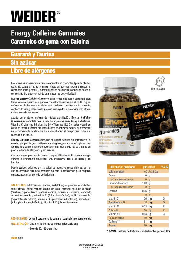 Weider Energy Caffeine Gummies Cola