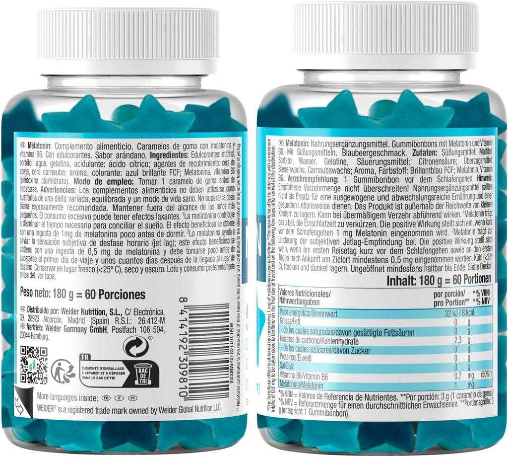 Weider Melatonina Gummies Fresa y Arándanos