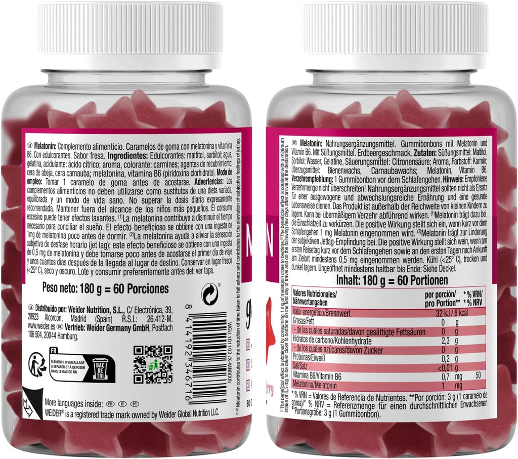 Weider Melatonina Gummies Fresa y Arándanos
