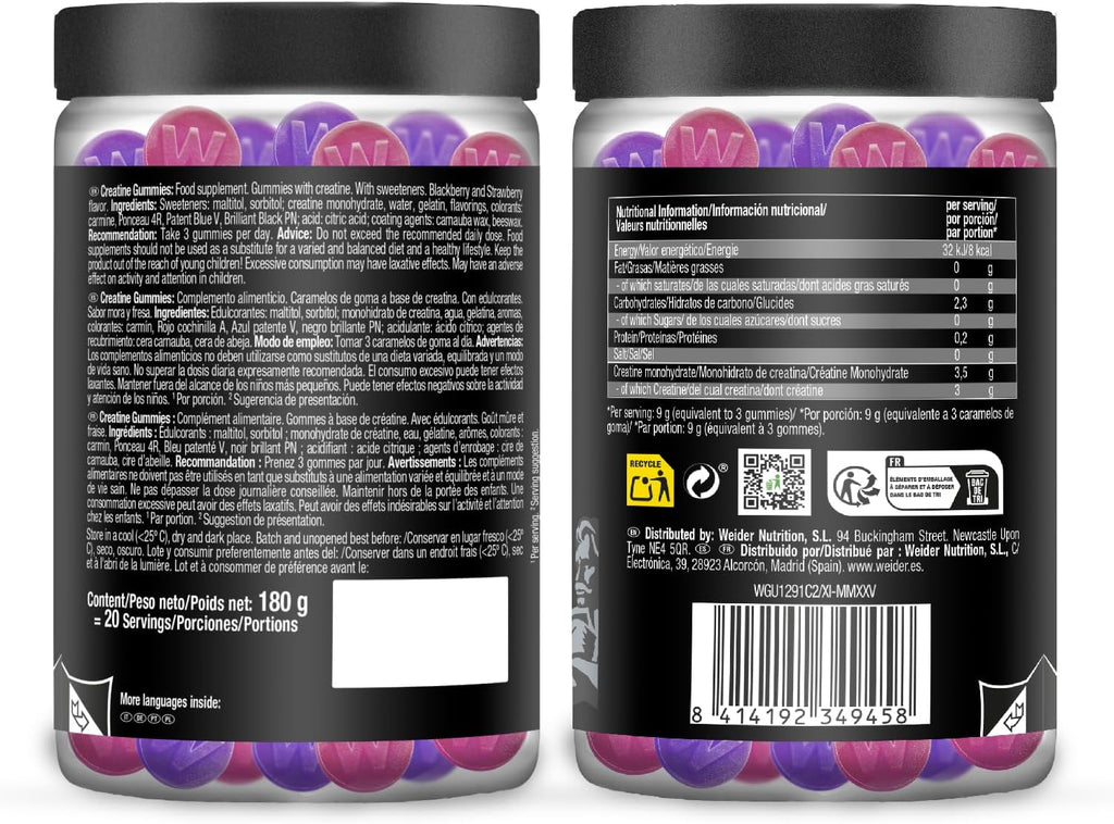 Weider Creatine Gummies Fresa-Mora