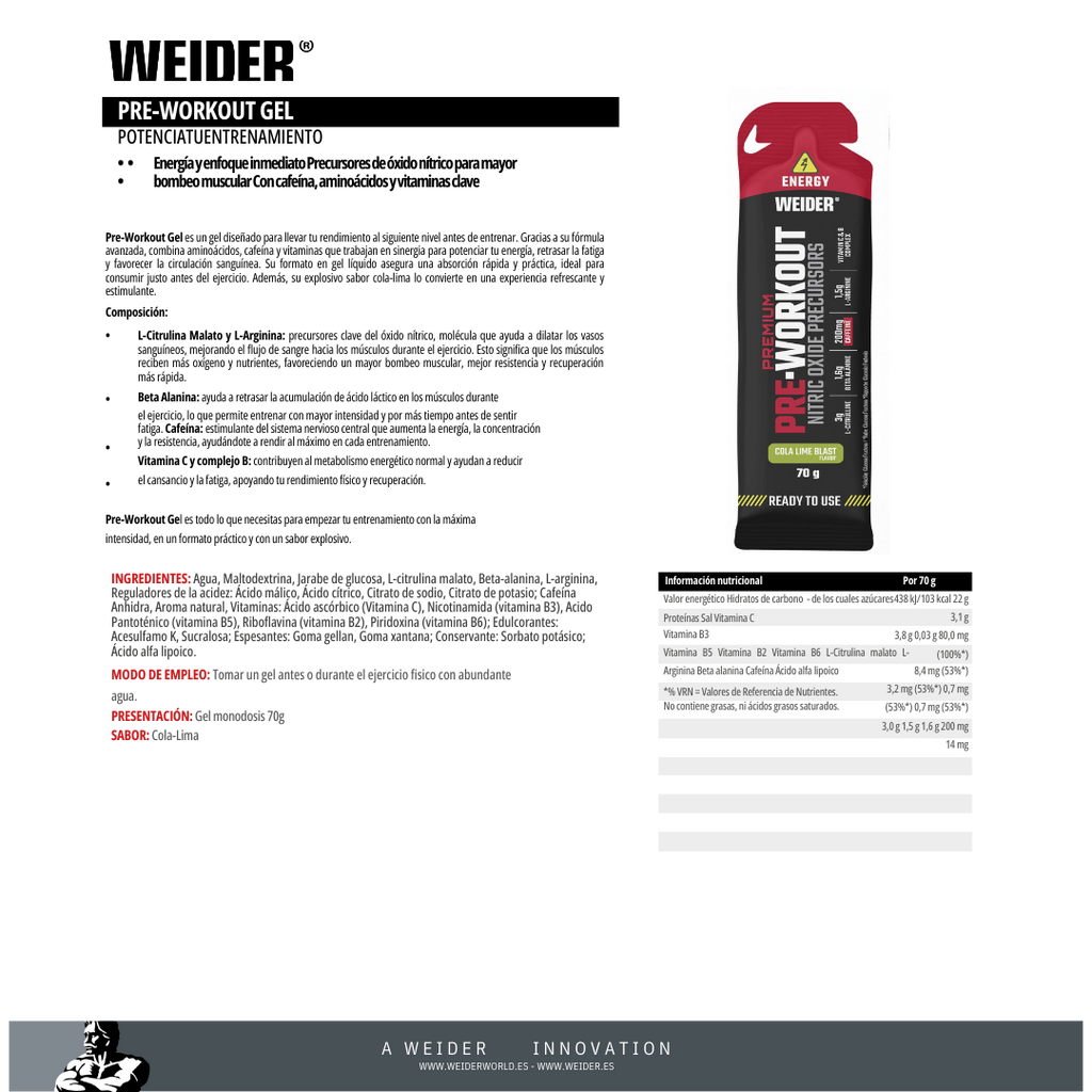 Weider Gel Pre Workout 70 g