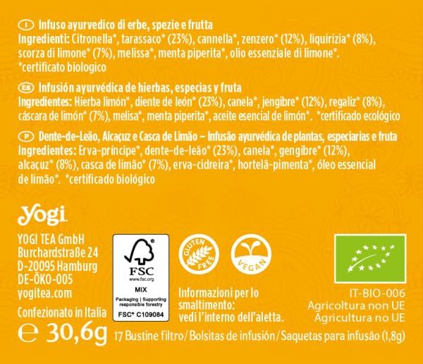 Yogi Tea Detox Limón 30,6 g
