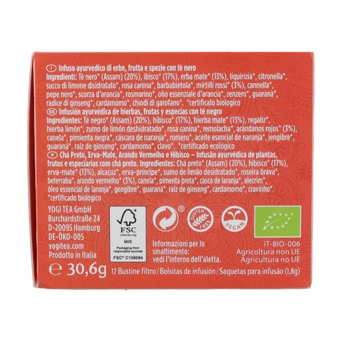 Yogi Tea Energía Positiva Arándanos Rojos Hibisco
