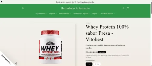 VITOBEST WHEY PROTEIN 100% 1KG FRESA