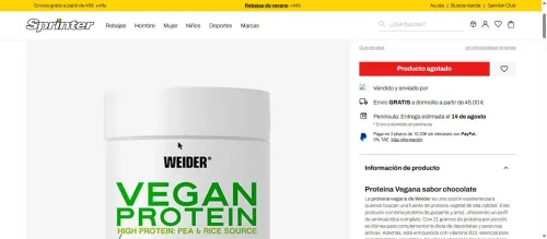 WEIDER VEGAN PROTEIN 750G CHOCO AVELLANA